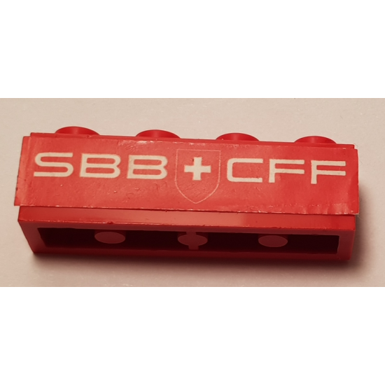 Brick 1 x 4 with 'SBB', 'CFF' and Coat of Arms of Switzerland Pattern (Sticker) - Set 164