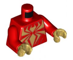 Torso Spider-Man Muscles Outline with Gold Spider Pattern (Iron Spider) / Red Arms / Pearl Gold Hands