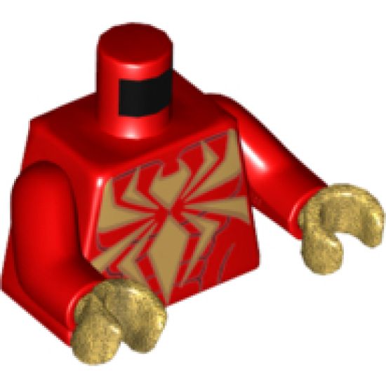 Torso Spider-Man Muscles Outline with Gold Spider Pattern (Iron Spider) / Red Arms / Pearl Gold Hands