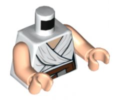 Torso SW Female Outline, White Tied Robe, Dark Red Belt Pattern / Light Nougat Arms / Light Nougat Hands