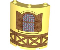 Cylinder Quarter 4 x 4 x 6 with Window, Medium Nougat Shutters and Railing Pattern