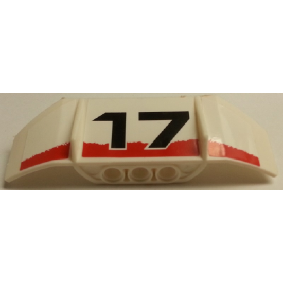 Technic, Panel Car Spoiler 3 x 8 with Three Holes and Black '17' and Red Stripe on White Background Pattern (Stickers) - Set 8184