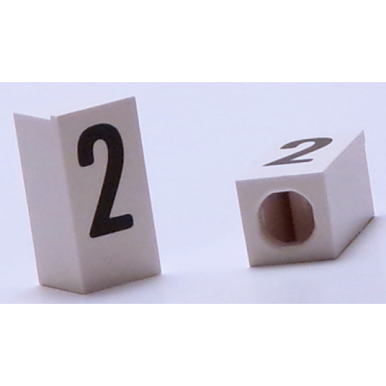 Tile, Modified 1 x 2 x 5/6 with Stud Hole in End and Black '2' Pattern
