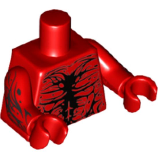 Torso Spider-Man Black Muscles Outline with Tendrils on Front and Back Pattern (Carnage) / Red Arms with Tendrils Pattern / Red Hands