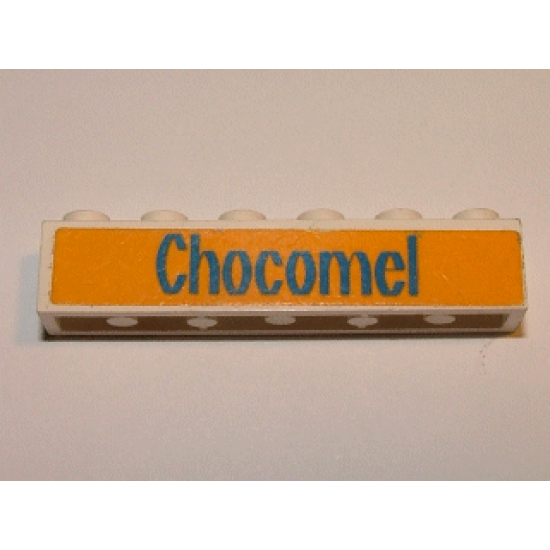 Brick 1 x 6 with Blue 'Chocomel' Pattern (Sticker) - Set 1620-2