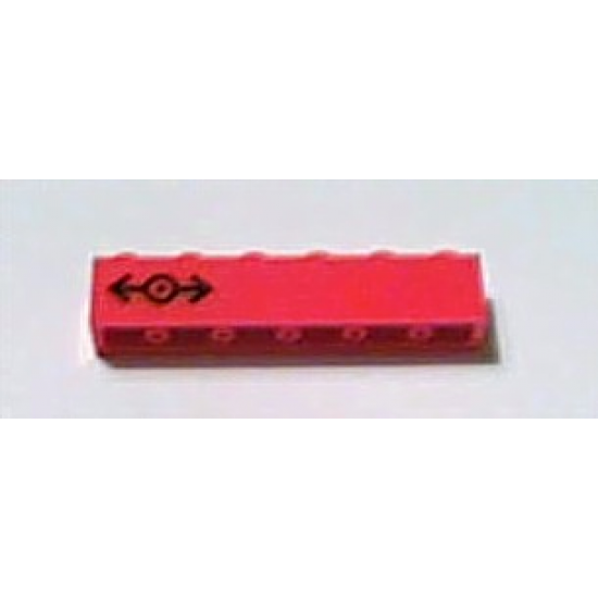 Brick 1 x 6 with Train Logo Black Pattern on Left Side (Sticker) - Set 7938