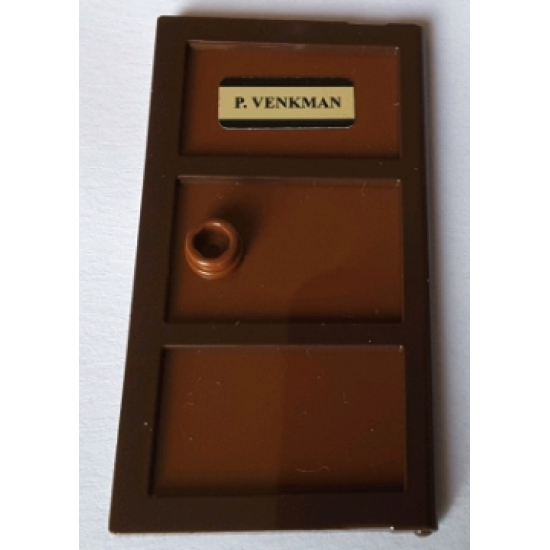 Door 1 x 4 x 6 with 3 Panes and Stud Handle with Reddish Brown Glass and 'P. VENKMAN' Pattern (Sticker) - Set 75827
