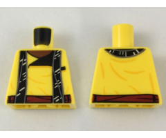 Torso Tunic with Reddish Brown Neck, Long Black Scarf and Red Sash Pattern