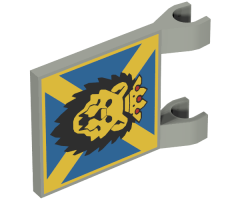 Flag 2 x 2 Square with Lion Head on Blue and Yellow 'X' Pattern