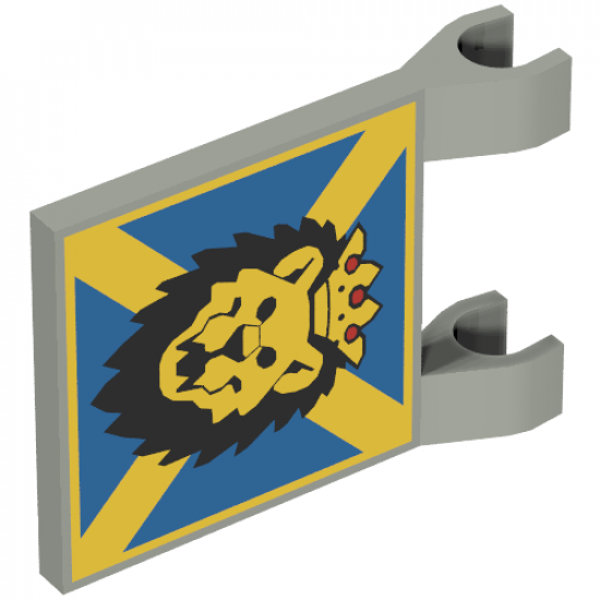 Flag 2 x 2 Square with Lion Head on Blue and Yellow 'X' Pattern