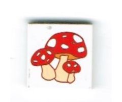 Tile 2 x 2 with Red Toadstools / Mushrooms Pattern
