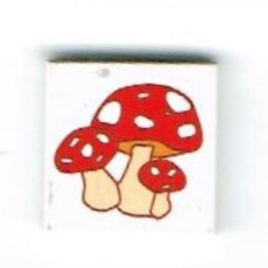 Tile 2 x 2 with Red Toadstools / Mushrooms Pattern