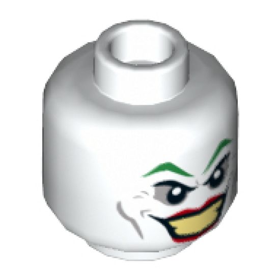 Minifigure, Head Male Green Eyebrows, Red Lips, Wide Smile Pattern (The Joker) - Hollow Stud