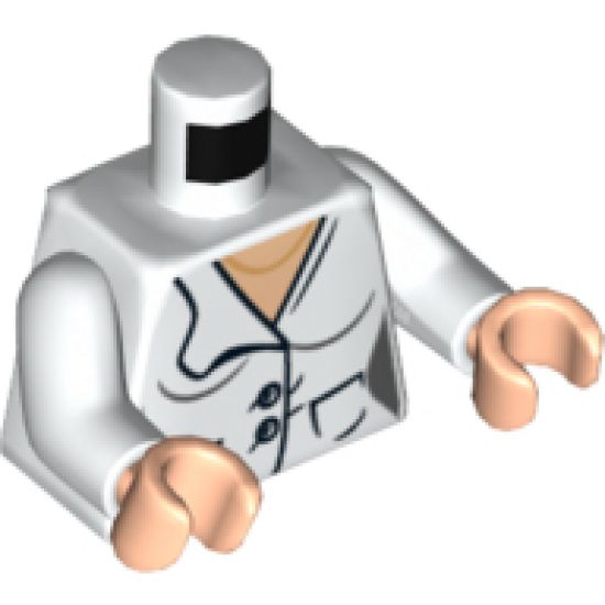 Torso Female Suit Jacket with 2 Pockets, Buttons and Gold Necklace Pattern / White Arms / Light Nougat Hands