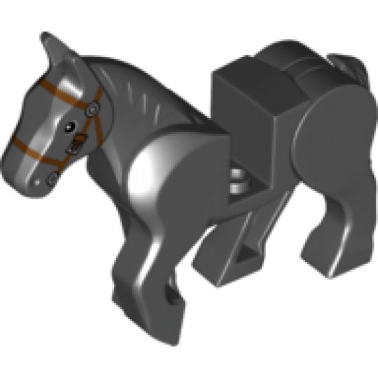 Horse, Movable Legs with Black and White Eyes, White Pupils and Dark Brown Bridle Pattern