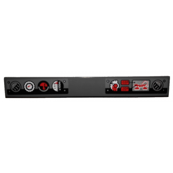Tile 1 x 8 with Dashboard and Gauges Pattern (Stickers) - Set 42038