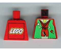 Torso Castle Ninja Vest Green Tattered Pattern (Robber) - LEGO Logo on Back
