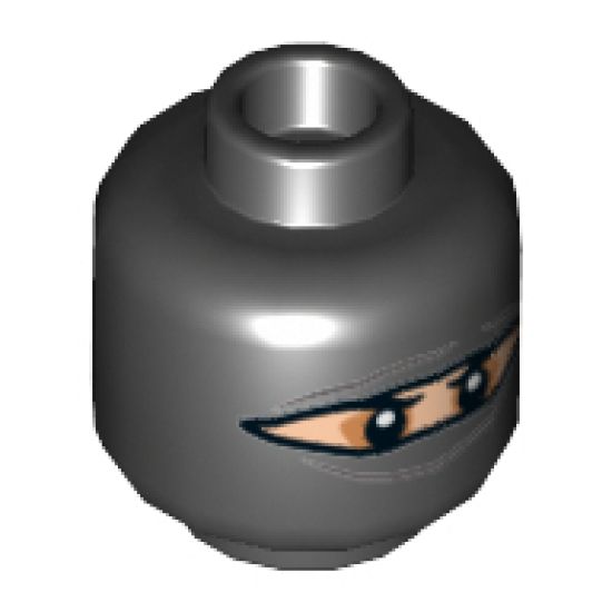 Minifigure, Head Balaclava with Eye Hole Narrow, Black Eyes and Eyebrows Pattern - Hollow Stud