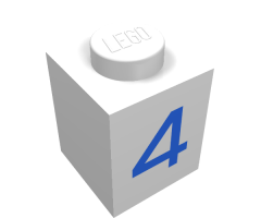 Brick 1 x 1 with Blue '4' Pattern