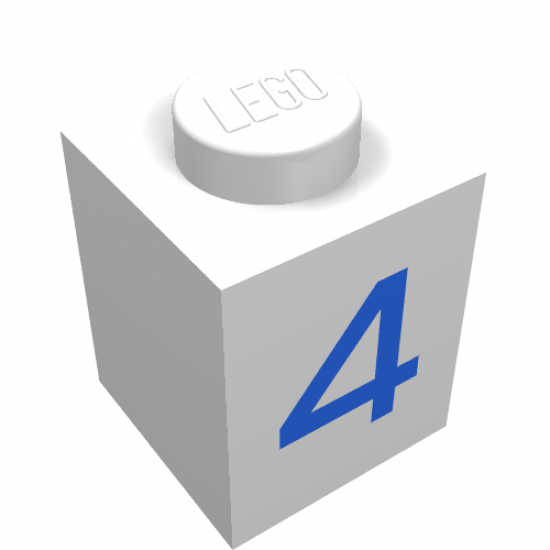 Brick 1 x 1 with Blue '4' Pattern