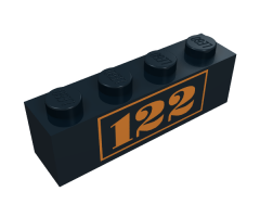 Brick 1 x 4 with Gold '122' Pattern