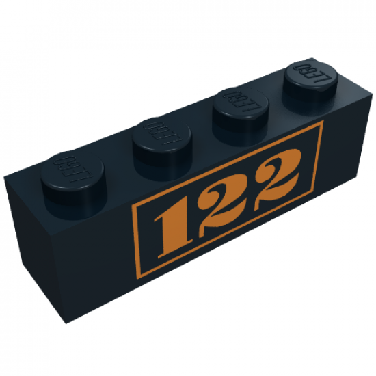 Brick 1 x 4 with Gold '122' Pattern