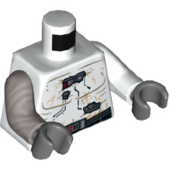 Torso SW Darth Vader Bacta Tank Pattern / White Arm Left / Flat Silver Arm Right / Dark Bluish Gray Hands