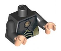 Torso Speed Racer with Gold 'R' in Circle and Chest Armor Pattern / Black Arms / Light Nougat Hands