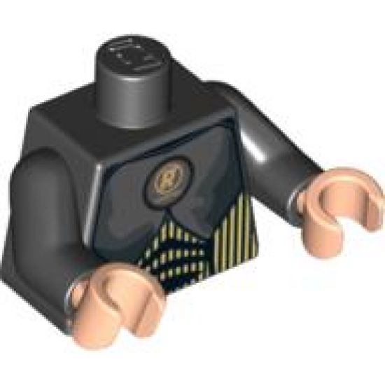 Torso Speed Racer with Gold 'R' in Circle and Chest Armor Pattern / Black Arms / Light Nougat Hands