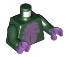 Torso Medium Lavender Bare Chest, Stomach and Upper Back Pattern (Swamp Monster) / Dark Green Arms / Medium Lavender Hands