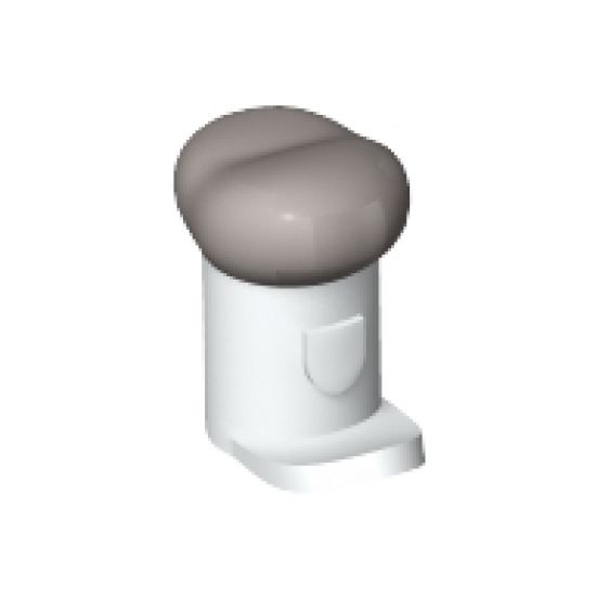 Minifigure, Headgear Accessory Hat with Pin Attachment, Tall Hat with Small Brim and Silver Top Pattern