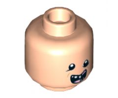 Minifigure, Head Uneven Black Eyes, Open Mouth with Missing Teeth and Pink Tongue Pattern - Hollow Stud