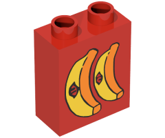 Duplo, Brick 1 x 2 x 2 with Bananas with Stickers Pattern