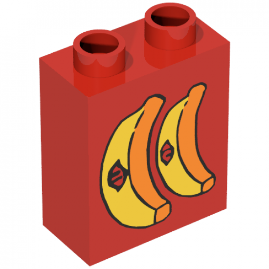 Duplo, Brick 1 x 2 x 2 with Bananas with Stickers Pattern