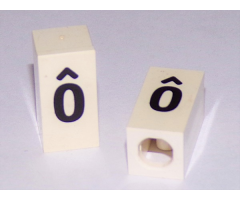 Tile, Modified 1 x 2 x 5/6 with Stud Hole in End and Black 'ô' Lower Case Pattern