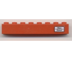 Brick 1 x 8 with 'Wien - Zürich' Pattern on Right Side (Sticker) - Set 7745