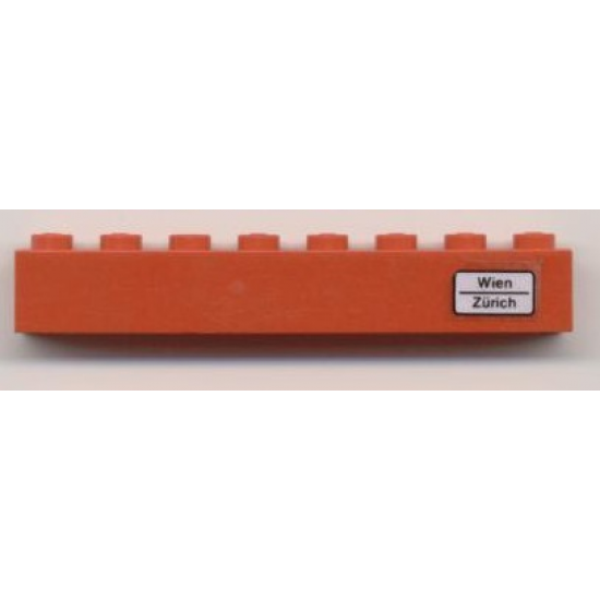 Brick 1 x 8 with 'Wien - Zürich' Pattern on Right Side (Sticker) - Set 7745