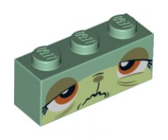Brick 1 x 3 with Cat Face Sick Pattern (Queasy Kitty)