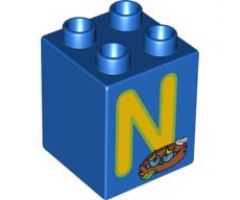 Duplo, Brick 2 x 2 x 2 with Letter N and Nest Pattern
