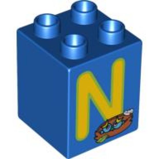 Duplo, Brick 2 x 2 x 2 with Letter N and Nest Pattern