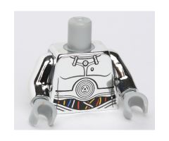 Torso SW TC-14 with Blue, Red and White Wires Pattern / Chrome Silver Arms / Light Bluish Gray Hands