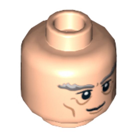 Minifigure, Head LotR Gandalf Thick Gray Eyebrows, Smile Pattern - Hollow Stud