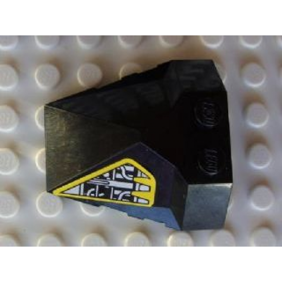Wedge 4 x 4 Pyramid Center with Yellow and Silver Machinery Pattern on Left Side (Sticker) - Set 8105