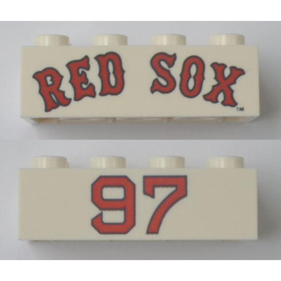 Brick 2 x 4 with 'RED SOX' and '97' Pattern