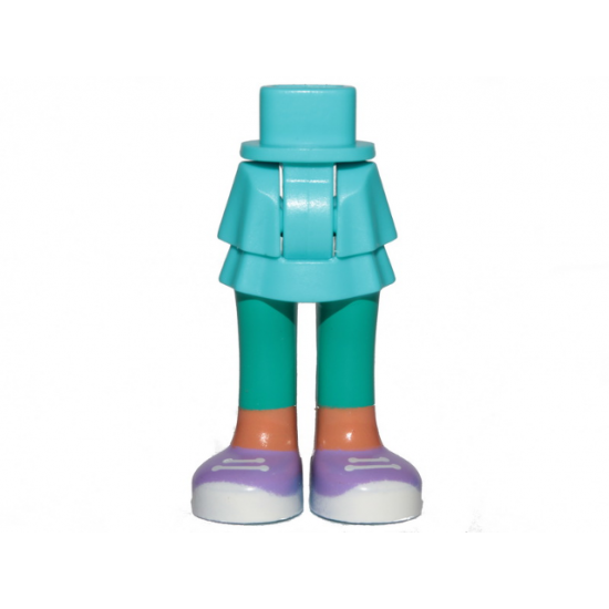 Mini Doll, Legs with Hips and Skirt Layered, Dark Turquoise Leggings and Medium Lavender Shoes with White Laces and Soles Pattern