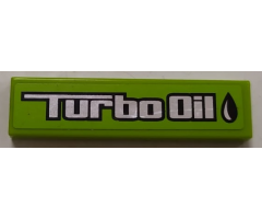 Tile 1 x 4 with Silver 'Turbo Oil' Pattern (Sticker) - Set 8496