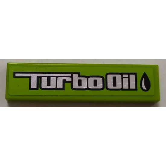 Tile 1 x 4 with Silver 'Turbo Oil' Pattern (Sticker) - Set 8496