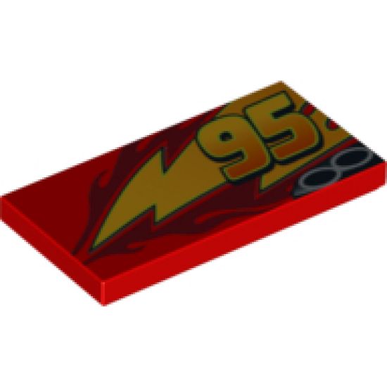 Tile 2 x 4 with Lightning, Exhaust Pipes and Offset '95' Pattern Model Left Side