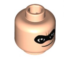 Minifigure, Head Male Black Eye Mask with Eye Holes and Thin Smile Pattern (Mr. Incredible) - Hollow Stud