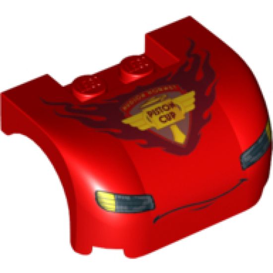 Vehicle, Mudguard 3 x 4 x 1 2/3 Curved with Front with Headlights, Thin Curved Smile and 'PISTON CUP' Pattern